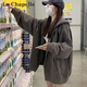 拉夏貝爾（La Chapelle）連帽衛衣女裝韓版2025春秋季新款美式復古氣質(zhì)小個(gè)子開(kāi)衫外套上衣 深灰 L 【推薦110-120斤以?xún)取? title=