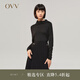 【黃金羊毛】OVV2022秋冬新款女裝美麗諾羊毛長(zhǎng)袖打底衫T恤 黑色A2 M