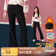 ASK JUNIOR女童褲子冬裝新品兒童加絨保暖舒適長褲休閑時(shí)尚喇叭褲修身打底褲 黑色 160