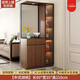 漢唐雙盛屏風(fēng)隔斷柜客廳進(jìn)門(mén)遮擋入戶(hù)鞋柜一體儲物門(mén)廳柜中古風(fēng)玄關(guān)柜 中式胡桃色A3款長(cháng)90寬35高210cm