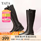 他她（TATA）厚底長筒靴女靴英倫加絨保暖騎士靴高筒靴秋冬新WXK02DG3 黑色(單里) 37