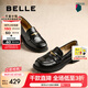 百麗（Belle）海鷗米色樂福鞋女2025春新商場同款通勤百搭鞋D7D1DAA5 黑色 38 (240mm)