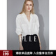 ELLE白色設計感V領襯衫女2025秋裝新款寬松通勤職業(yè)裝輕奢氣質上衣 白色 M