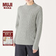 無印良品 MUJI 女式 阿蘭圖案 高領毛衣 長袖針織衫女款冬季W(wǎng)9AA874 淺灰色 S (155/80A)