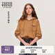 Teenie Weenie小熊連帽衛(wèi)衣女2025年春季新款復(fù)古水洗拉鏈短款開衫外套上衣女 棕色 S (160)