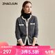 兆君2024秋冬時(shí)尚撞色羊毛開衫外套女偏厚外穿上衣圓領(lǐng)針織衫 深空灰 115/2XL
