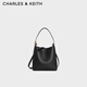 CHARLES&KEITH25秋新品吸扣式托特包手提子母水桶包生日禮物CK2-10782671 Black黑色 S