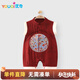 優(yōu)奇嬰兒衣服男寶寶夏季薄款無(wú)袖連體衣滿(mǎn)月服喜慶男童周歲拍照禮服
