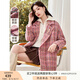 香影格子毛呢外套女2024秋冬新款氣質(zhì)高級感寬松粉色中長呢子大衣 梅紅 S