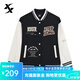特步（XTEP）運動棒球服男女同款2024秋季新款潮流寬松休閑時尚開衫夾克外套 正黑色/棉花白 XL