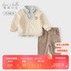 戴維貝拉男童長(cháng)褲套裝春秋裝紳士學(xué)院風(fēng)假兩件襯衫兩件套
