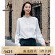 beanpole【新品】濱波2025早秋女士優(yōu)雅氣質時尚木耳邊領長袖襯衫 天藍色 S 160/84A