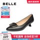 百麗（Belle）氣質(zhì)高跟單鞋女2025秋新商場(chǎng)同款羊皮尖頭通勤單鞋D3N1DCQ5 黑色-寬版 37 (235mm)