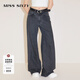 MISS SIXTY【環(huán)保丹寧】進(jìn)口牛仔面料 牛仔褲女復(fù)古黑灰色高腰顯瘦直筒褲 黑灰 23