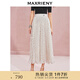 MAXRIENY【雅貴日常-商場(chǎng)同款】復(fù)古優(yōu)雅感壓褶高腰半身傘裙 黑白波點(diǎn) M 02/36