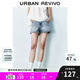 UR2025夏季新款女裝時(shí)尚波嬉風(fēng)立體珠花牛仔短褲UYU850083 藍色 (偏短) 26