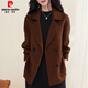 皮爾卡丹（pierre cardin）大碼毛呢外套女2025秋冬新款高端減齡小香風(fēng)大衣 棕色 XL 【120-140斤】