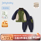 JELLYBABY[抗菌鎖溫]男童運(yùn)動(dòng)兩件套小寶寶秋冬搖粒絨套裝衣服兒童秋裝男孩 軍綠 120 CM