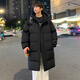 格斯嵐帝長(cháng)款純色羽絨棉服男士冬季新款連帽過(guò)膝保暖加厚棉衣外套夾克襖子 77777黑色 （純色） XL （推薦140-165斤)