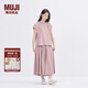 無印良品（MUJI） IDEE 女式 平紋 法國袖罩衫 短袖t恤上衣 女裝25年夏季 GA42CC5S 煙熏粉色 M （155/80A）