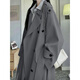 GARNUO灰色風(fēng)衣外套女中長(cháng)款2025早春秋新款韓系小個(gè)子高級感巨好看大衣 灰色 S 【80-110斤】