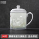 景德鎮(zhèn)官方陶瓷泡茶杯手工玲瓏茶具喝水杯大容量白瓷馬克杯帶蓋生日禮物 “荷塘清韻”茶杯
