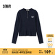 森馬（Semir）毛衣女冬季短款半開(kāi)襟刺繡修身套頭衫女生休閑簡(jiǎn)約風(fēng)顯瘦上衣 深藍80804 XL