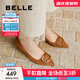 百麗（Belle）舒適優(yōu)雅單鞋女2025春新商場(chǎng)款真皮氣質(zhì)高跟鞋D3N1DAQ5 棕色 37 (235mm)