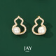 Jay小香風(fēng)葫蘆淡水珍珠耳釘女耳環(huán)耳飾品送女友閨蜜生日禮物 耳釘（淡水珍珠+925銀針）