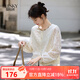熙世界（sllsky）法式重工刺繡蕾絲襯衫2025秋季新款織帶圓領(lǐng)長(cháng)袖女裝上衣 杏色 XL