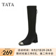 他她（TATA）粗跟彈力長(zhǎng)靴女靴子氣質(zhì)顯瘦高筒靴冬季新款6JN01DG4 黑色 36