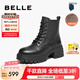 百麗（Belle）七夕禮物厚底增高馬丁靴女商場款真皮戶外短靴3N140DD4預(yù)售 黑色-絨里 36 (230mm)