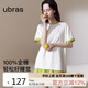 ubras水果系列套頭短袖短褲家居服套裝情侶女士睡衣女款-奶糖白 L