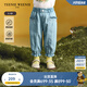 Teenie Weenie Kids小熊童裝25年夏女寶寶花邊刺繡水蜜桃牛仔長(zhǎng)褲 淺藍(lán)色 90 cm