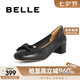 百麗七夕媽媽鞋粗高跟單鞋女商場(chǎng)同款真皮單鞋B5T1DCQ4 黑色 36