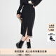仿佛（FUUNNY FEELLN）商場同款FF||仿佛2024年春夏新款高腰半裙黑色開叉打褶設(shè)計感氣質(zhì) 黑色 M (165)