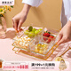 摩登主婦水果盤(pán)玻璃客廳創(chuàng  )意糖果盤(pán)零食盤(pán)家用創(chuàng  )意堅果盤(pán)點(diǎn)心盤(pán)干果盤(pán) 三格水果盤(pán)托盤(pán)套裝