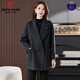 皮爾卡丹（pierre cardin）高端羊毛呢子大衣女2025秋冬新款韓版氣質(zhì)小個(gè)子加厚西裝毛呢外套 炭灰色（夾棉）  加厚 XL 【建議136-150斤】