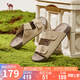駱駝（CAMEL）勃肯鞋女時(shí)尚美拉德絨面平跟休閑涼拖鞋 L25M700008 杏色 38 