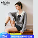 Olrain歐芮兒灰色翻領(lǐng)毛衣女裝秋季法式學(xué)院風(fēng)套頭衫 灰色 L