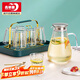 青蘋(píng)果硼硅耐熱玻璃水具套裝冰點(diǎn)錘紋壺*1錘紋杯*6托盤(pán)*1杯架*1