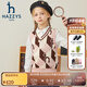 哈吉斯（HAZZYS）品牌童裝男女童馬甲秋新品舒適微彈氣質(zhì)V領(lǐng)撞色休閑線馬甲 玫瑰粉 130