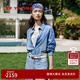 EP雅瑩女裝 天絲棉蕾絲鏤空寬松牛仔襯衫外套 2025夏季新款J203A 藍色 M