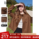百圖betu女裝2025春季新款短外套休閑工裝夾克麂皮絨短外套女2501T40 駱駝色 L