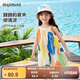 MQDMINI童裝女童裙子夏季兒童吊帶裙小孩無(wú)袖公主裙掛脖吊帶裙多彩蠟筆