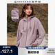 佐丹奴外套女搖粒絨品牌膠章寬松連帽拉鏈衛(wèi)衣開(kāi)衫女05373854