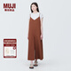 無(wú)印良品（MUJI） 女式 易干彈力泡泡紗 背帶褲 女裝夏季連體褲吊帶BC2JRA4S 磚紅色 L （165/88A）