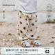 babylove兒童褲子夏季薄款純棉透氣吸汗寶寶防蚊褲燈籠褲波點(diǎn)褲子長褲 時光波點(diǎn)-卡其 100 cm