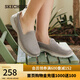 斯凱奇（Skechers）女鞋秋季淺口一腳蹬健步休閑運動(dòng)鞋舒適輕便懶人健步鞋124508 灰褐色/TPE 36