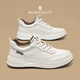 夢(mèng)特嬌高端小白鞋男 2026春秋新款真牛皮潮流百搭板鞋 厚底增高休閑鞋 白色 41